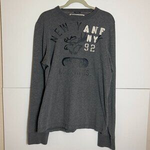 Abercrombie & Fitch Men's Vintage Y2K Grey Crewneck Sweatshirt w/Moose Logo (L)